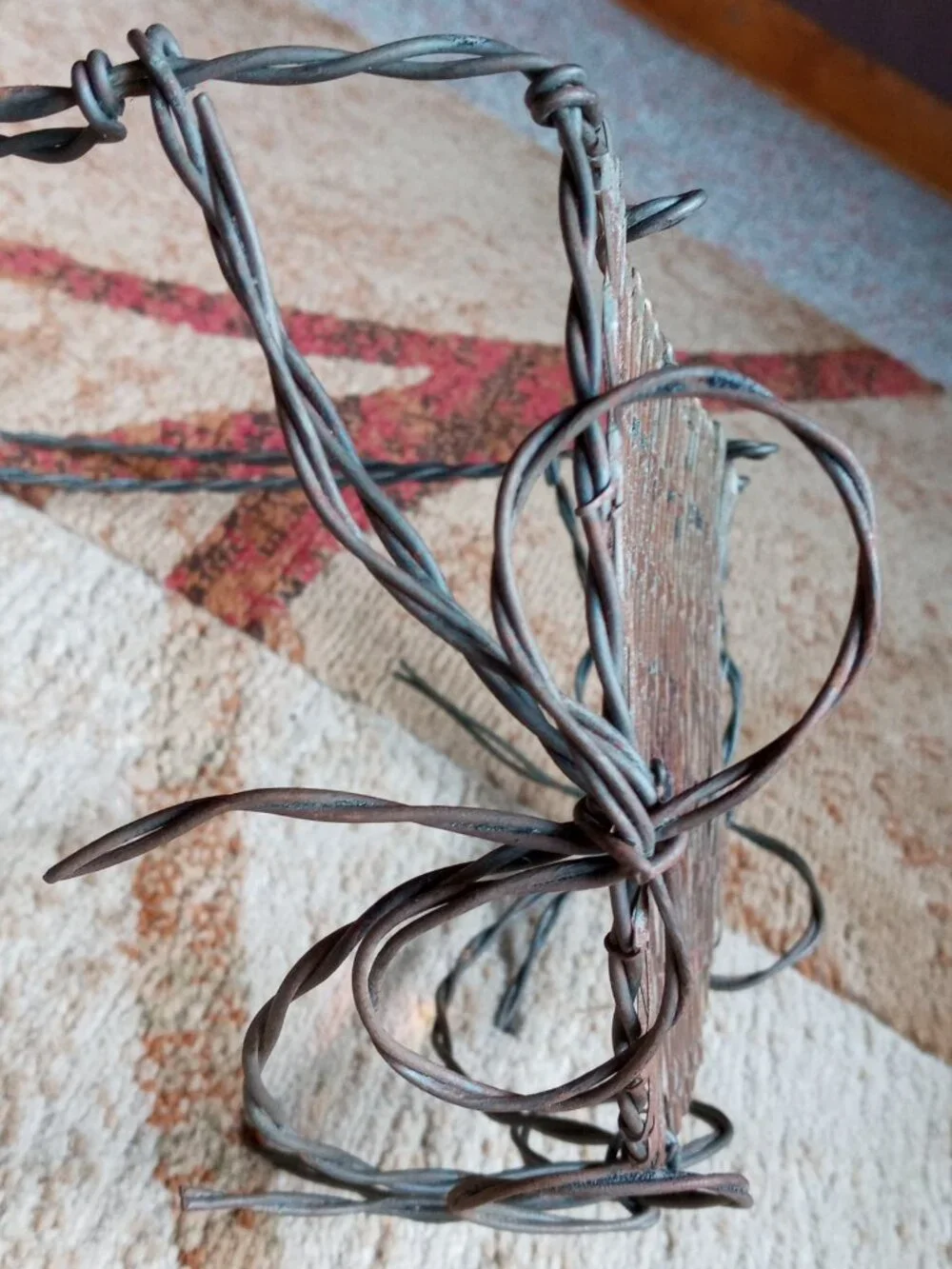Vintage Rustic Handmade Twisted Wire WALL SHELF w/3 BOWS Shabby Chic Decor